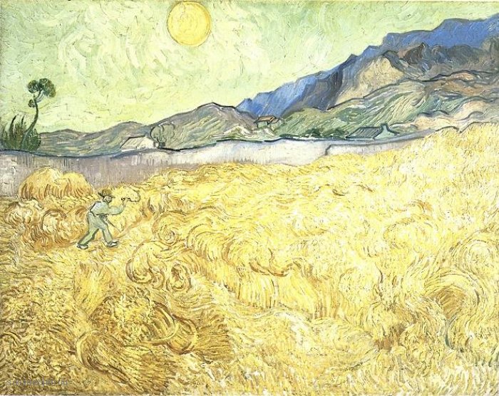 43-vincent-van-gogh-tarwevelden-met-maaier-bij-zonsopkomst