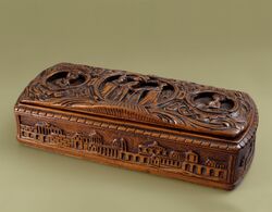 Carved wooden tobacco box